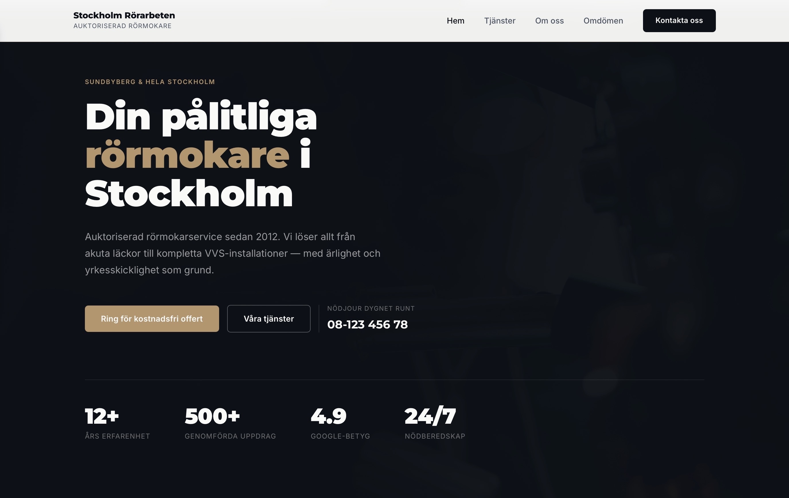 Stockholm Rörarbeten website screenshot